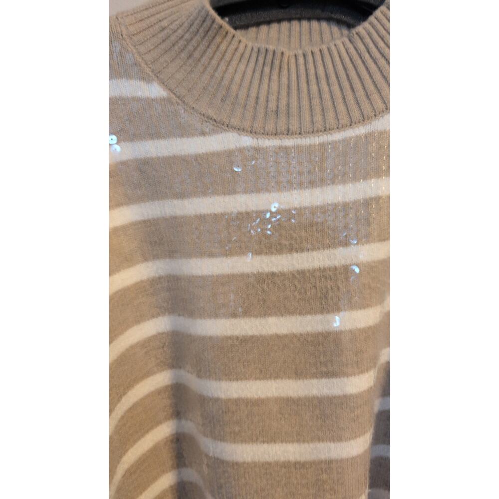 Truth by Republic Sequin Stripe Sweater XL NWT Brown White Retail $108 - Picture 2 of 5